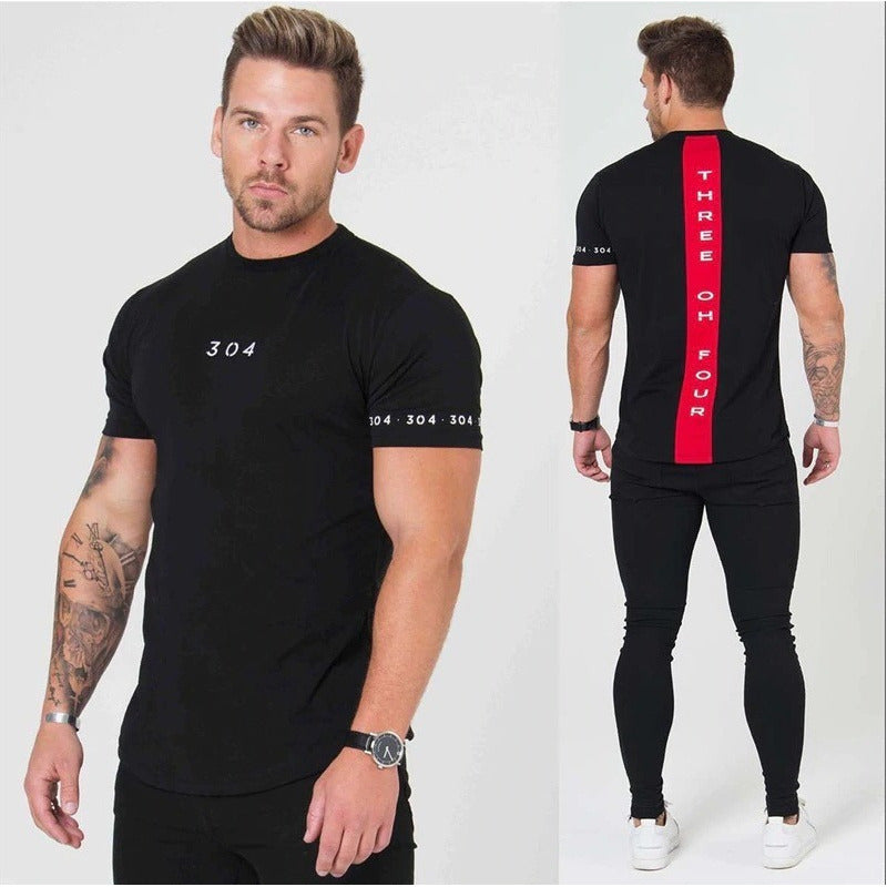 Remera Hombre Linea roja en espalda